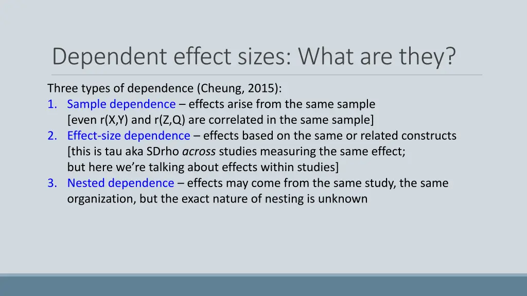 dependent effect sizes what are they