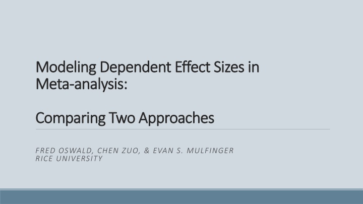 modeling dependent effect sizes in modeling
