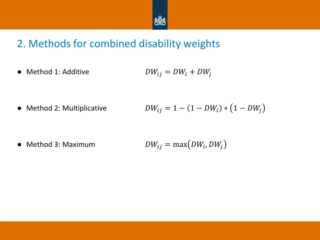2 methods for combined disability weights