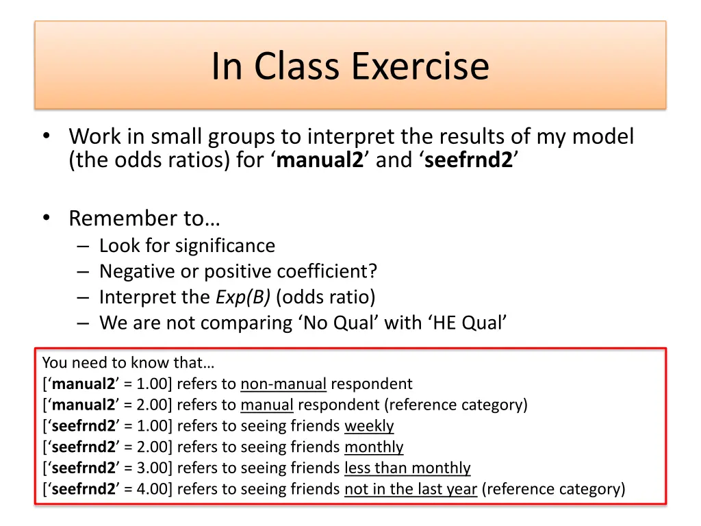 in class exercise
