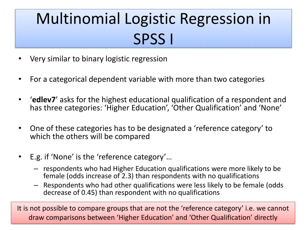 multinomial logistic regression in spss i