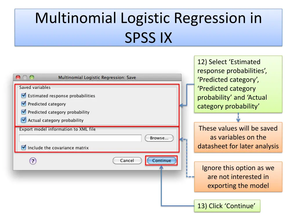 multinomial logistic regression in spss ix