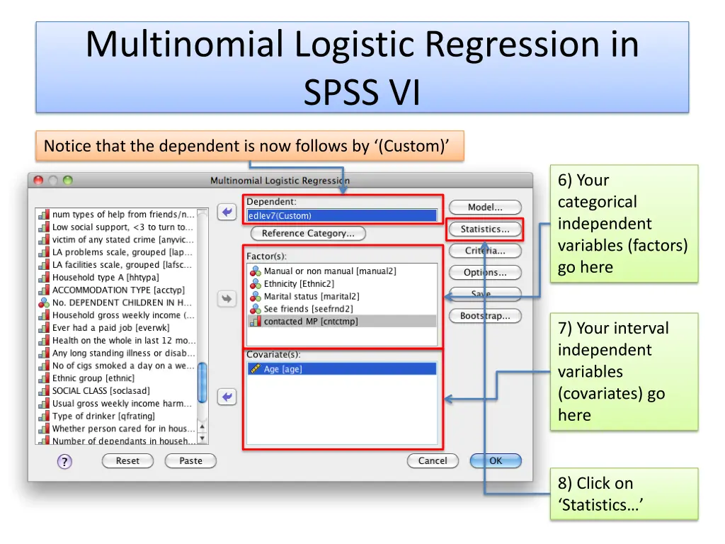 multinomial logistic regression in spss vi