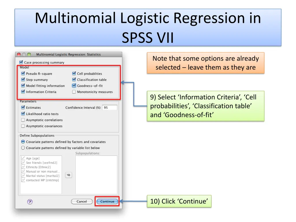 multinomial logistic regression in spss vii