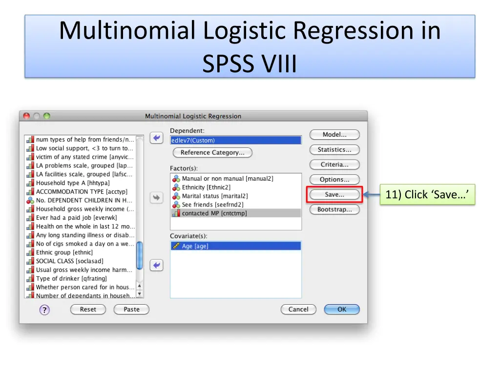 multinomial logistic regression in spss viii