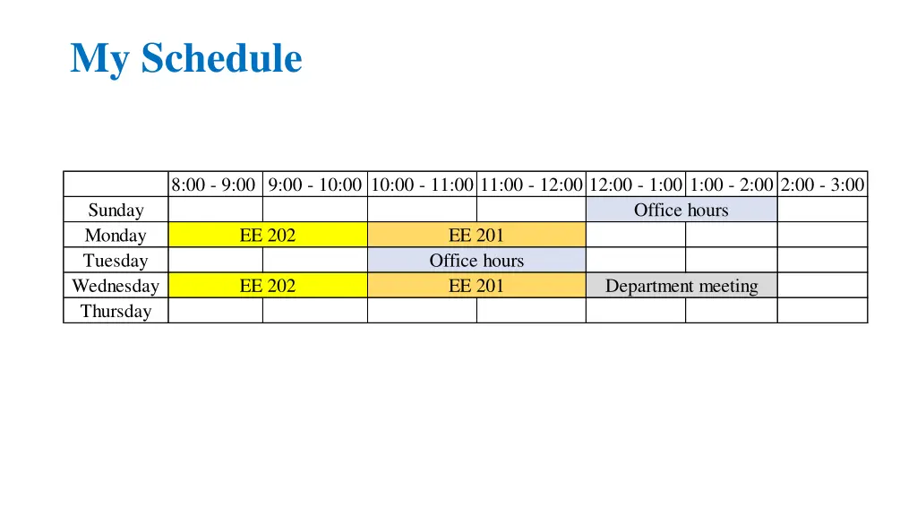 my schedule