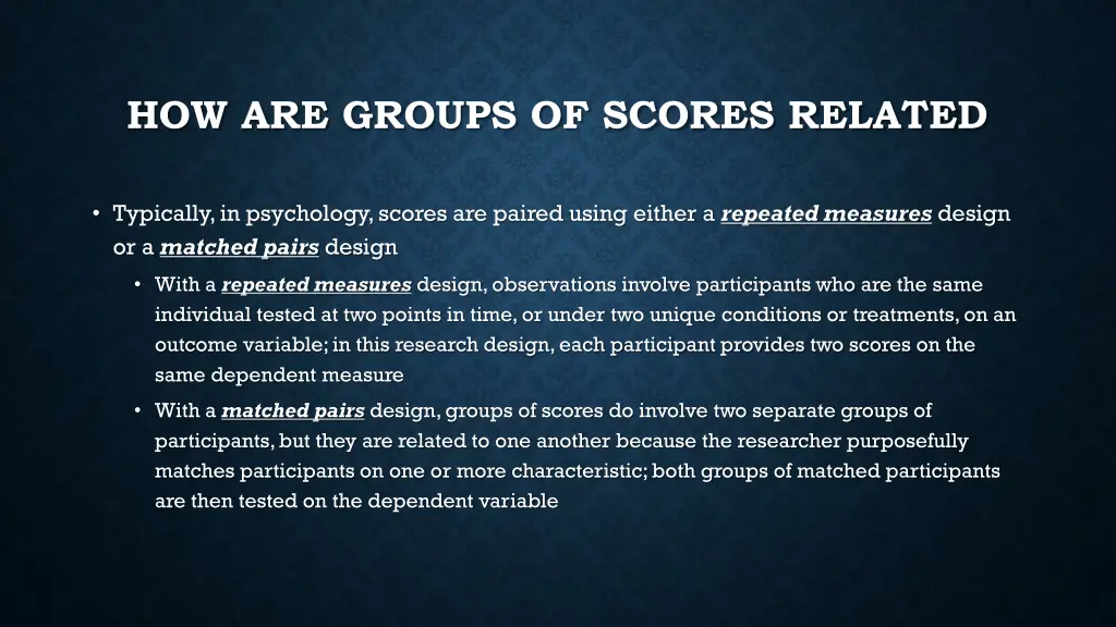 how are groups of scores related
