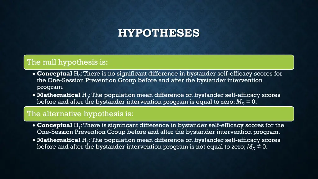 hypotheses 1