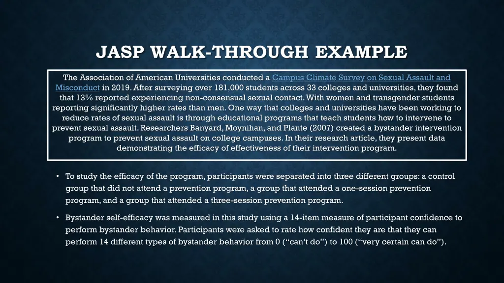 jasp walk through example