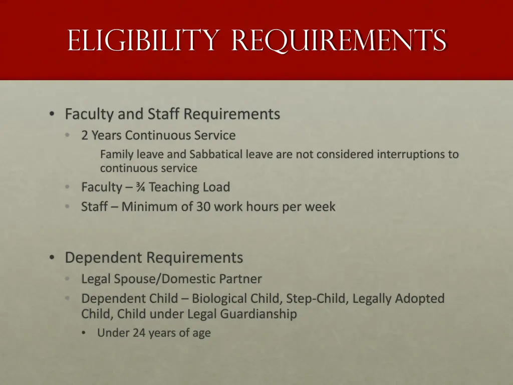 eligibility requirements