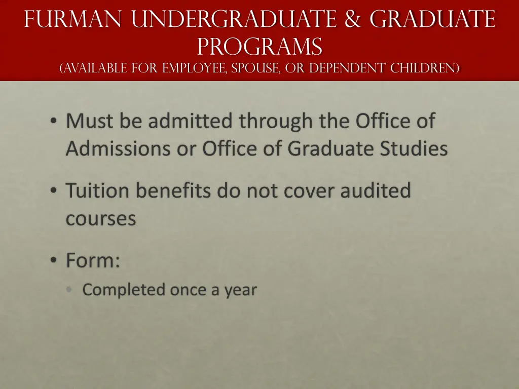 furman undergraduate graduate programs available