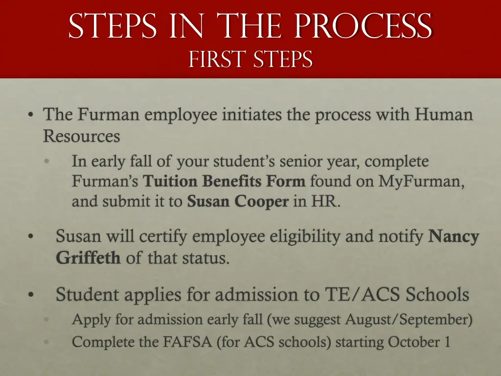 steps in the process first steps