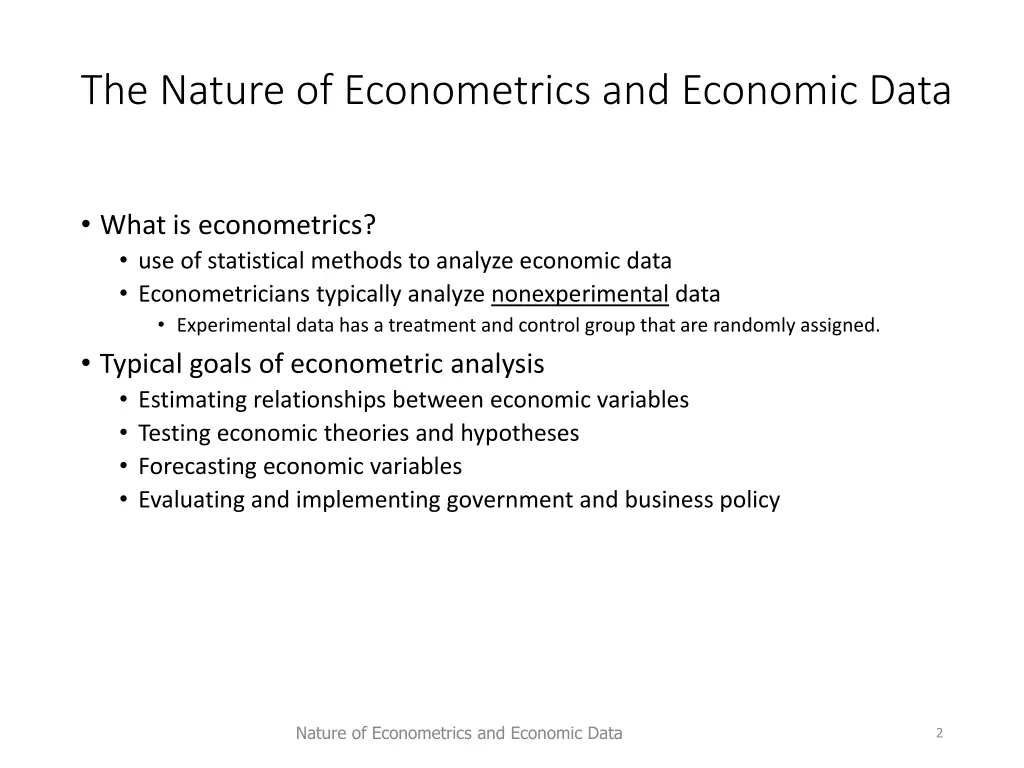 the nature of econometrics and economic data 1