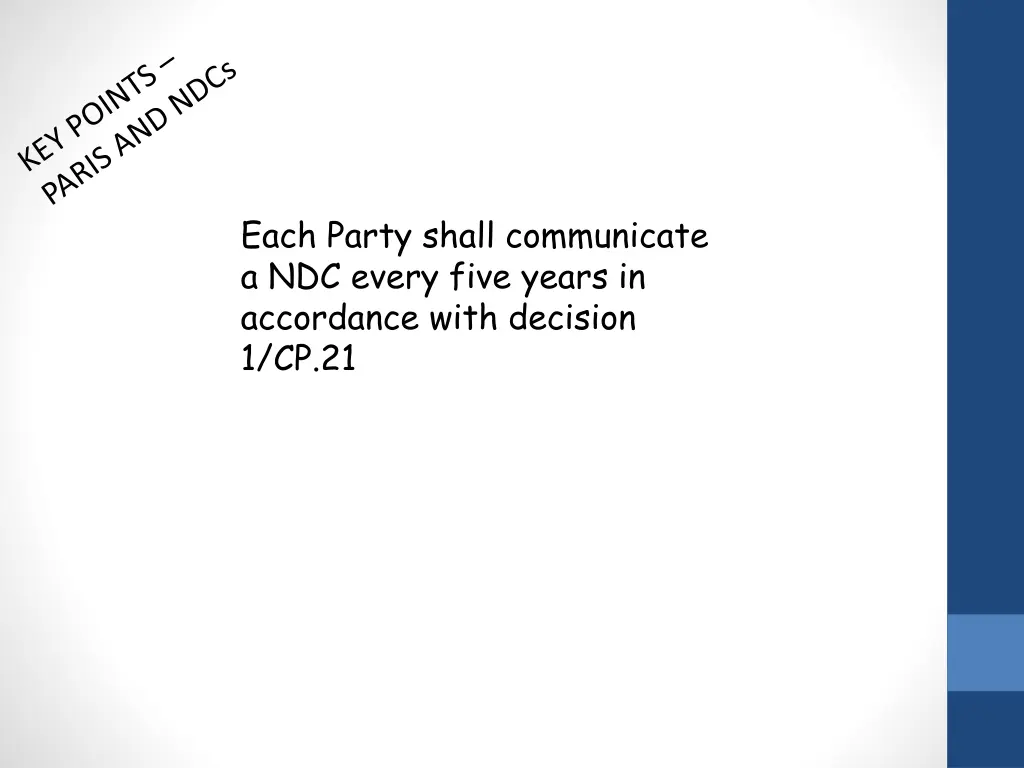 each party shall communicate a ndc every five