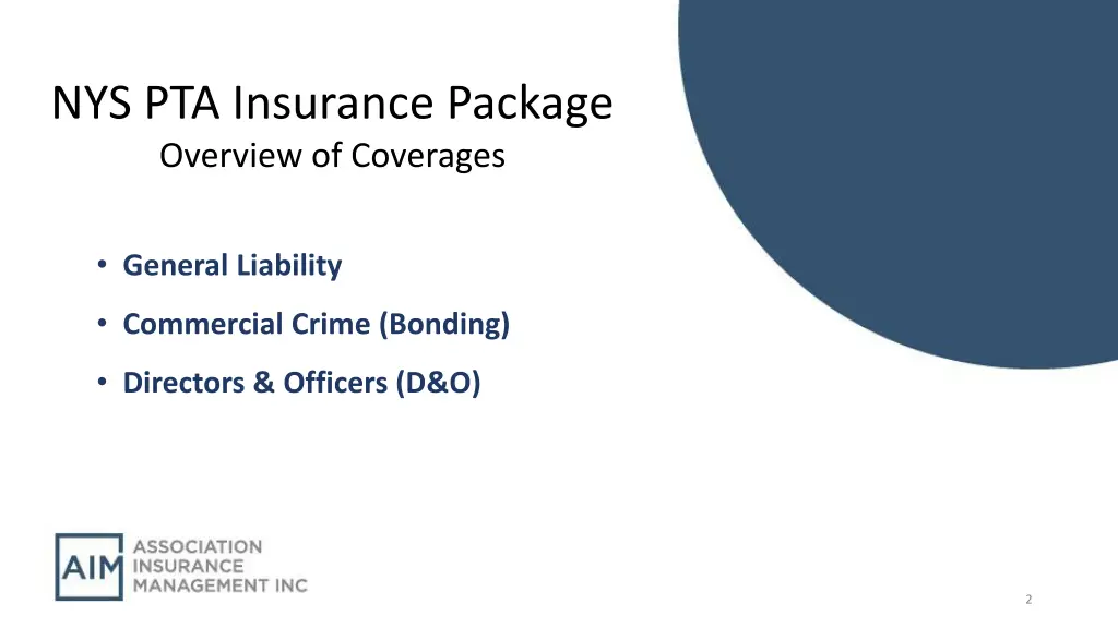 nys pta insurance package overview of coverages