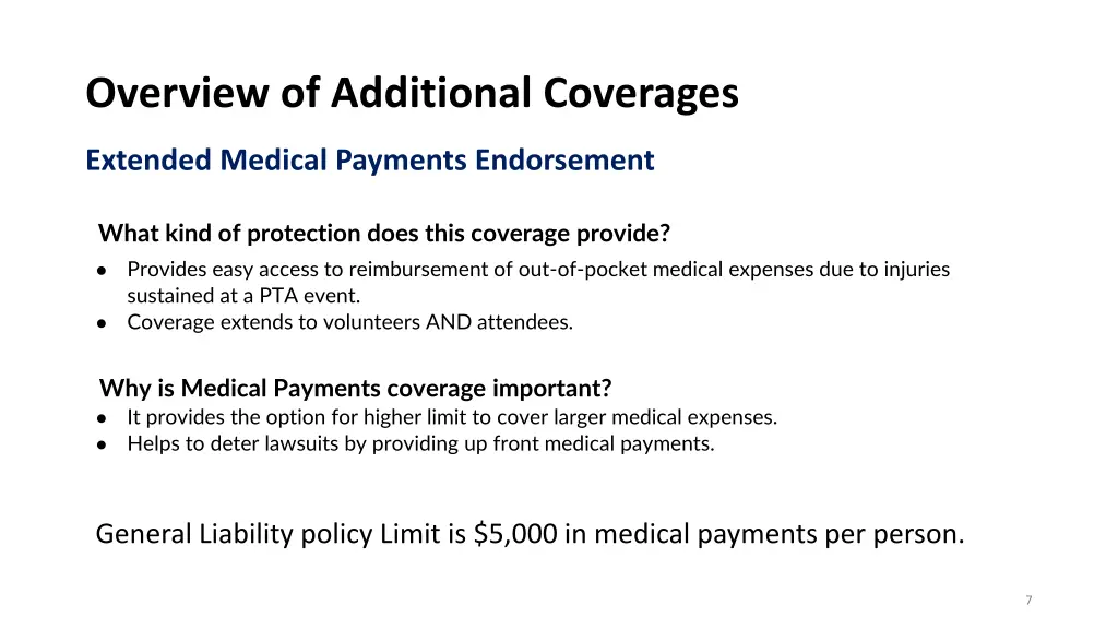 overview of additional coverages 1