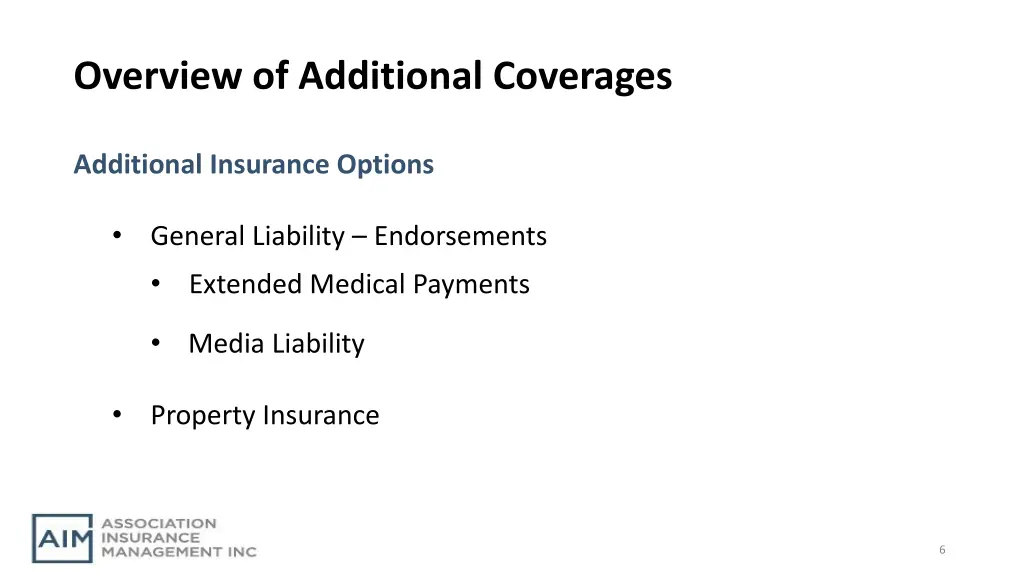 overview of additional coverages