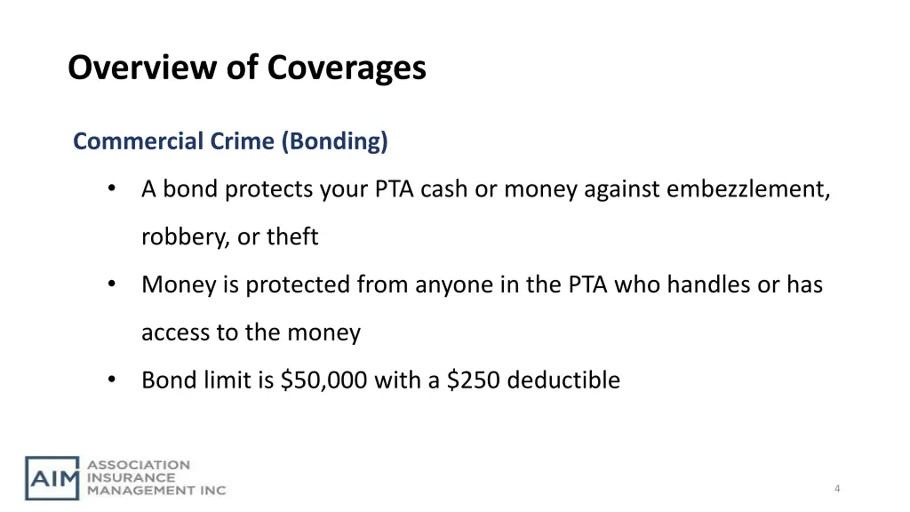 overview of coverages 1
