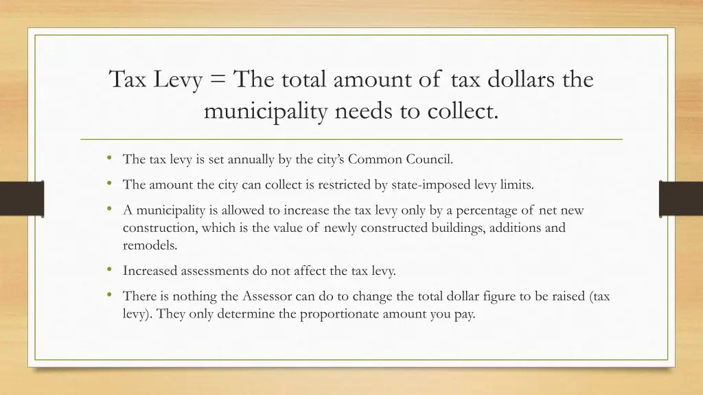 tax levy the total amount of tax dollars