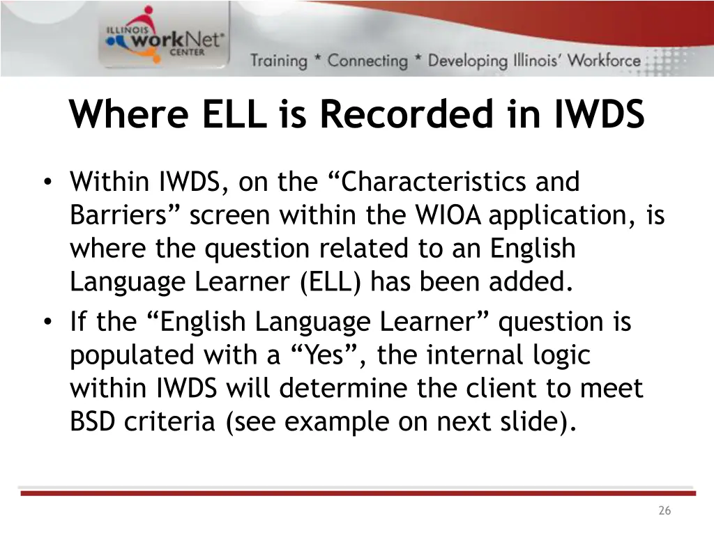 where ell is recorded in iwds