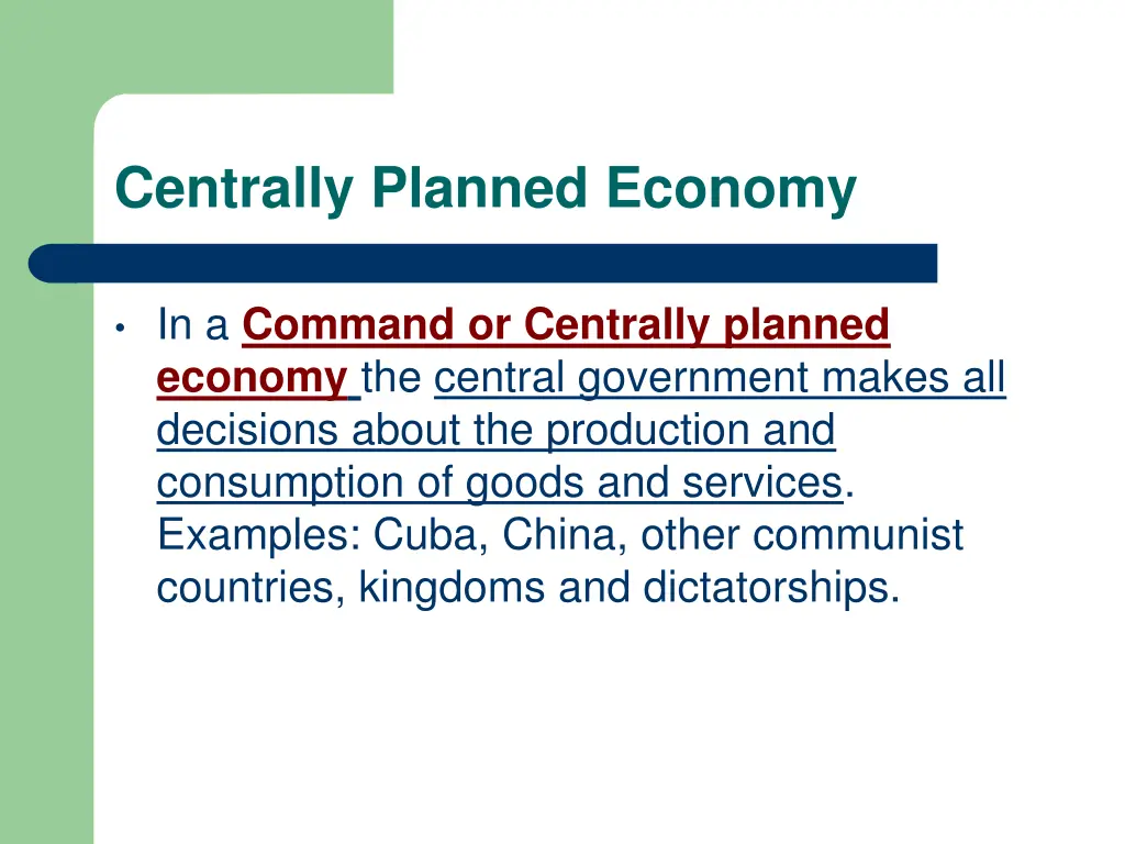 centrally planned economy