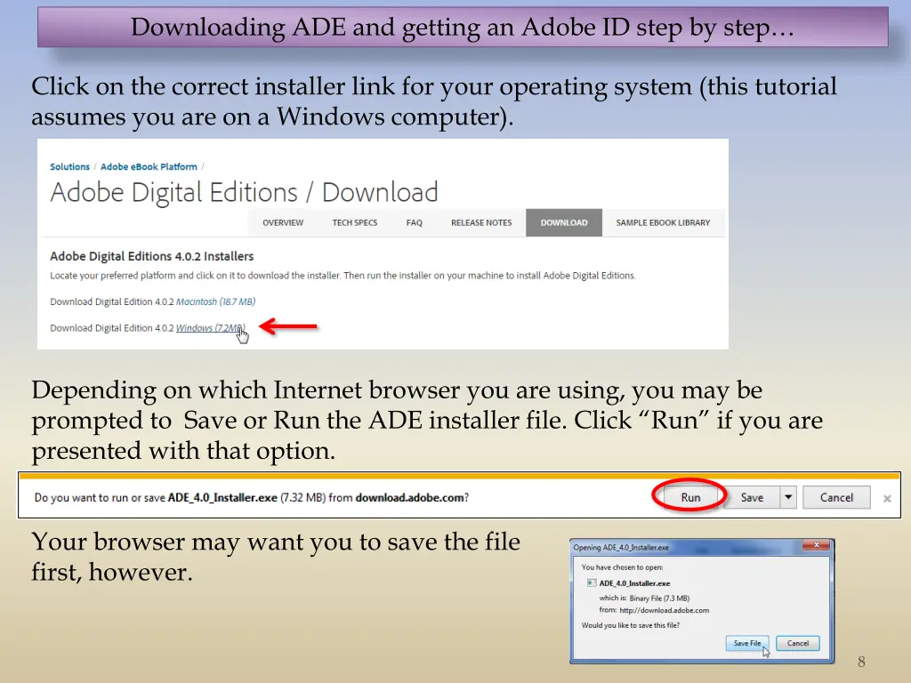 downloading ade and getting an adobe id step 6