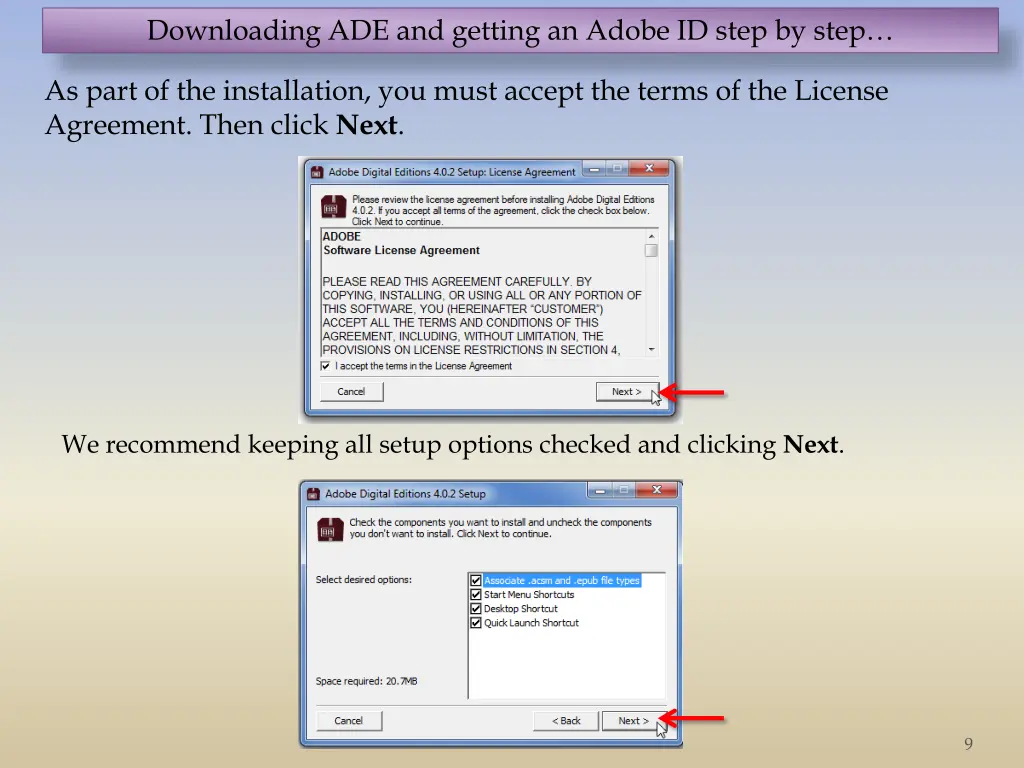 downloading ade and getting an adobe id step 7