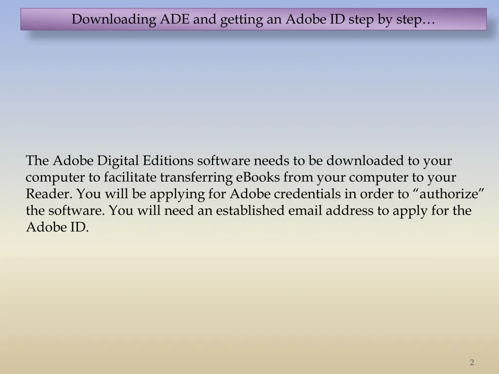 downloading ade and getting an adobe id step