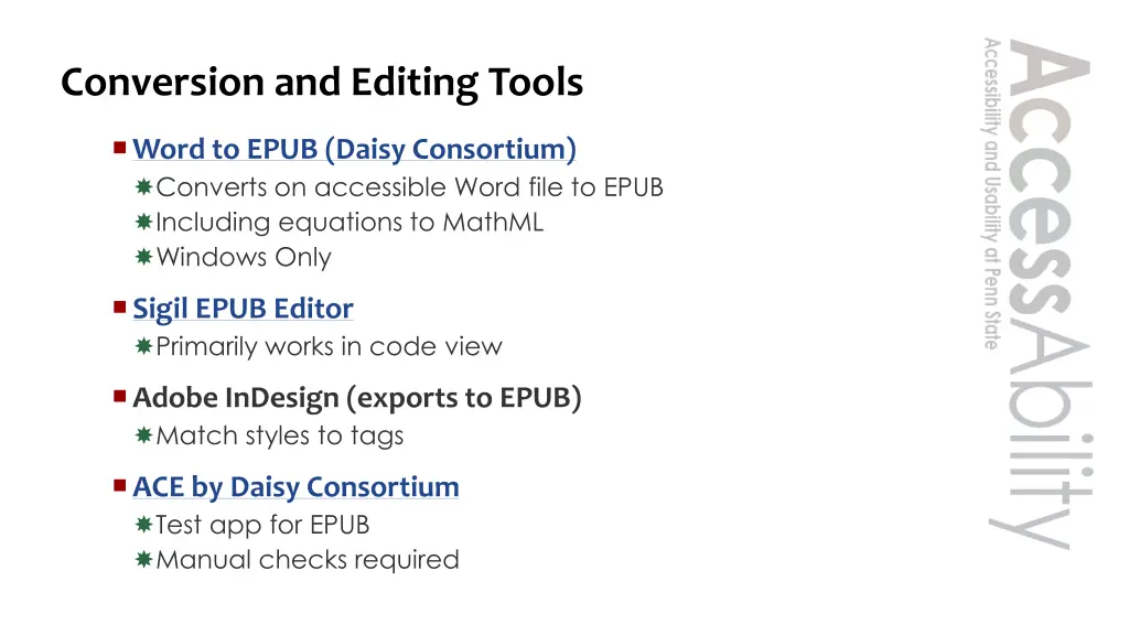 conversion and editing tools