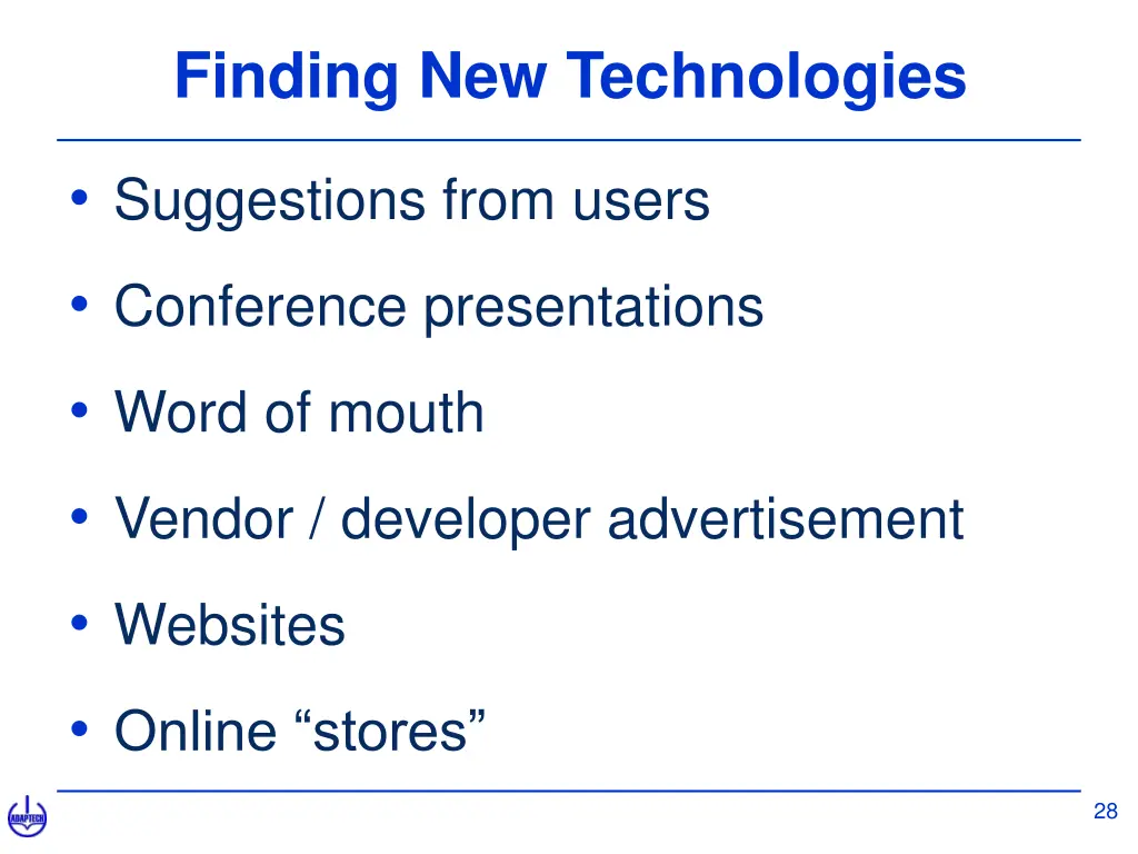 finding new technologies