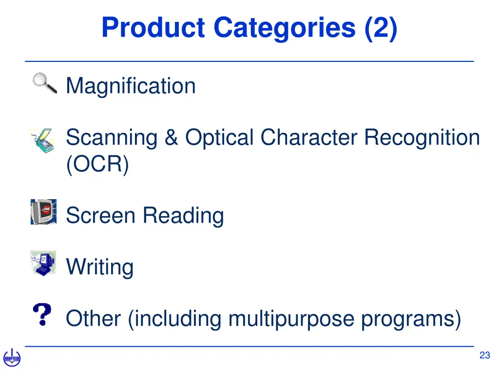 product categories 2