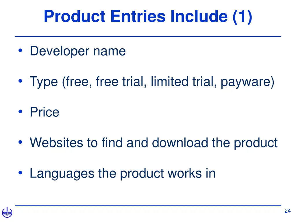 product entries include 1