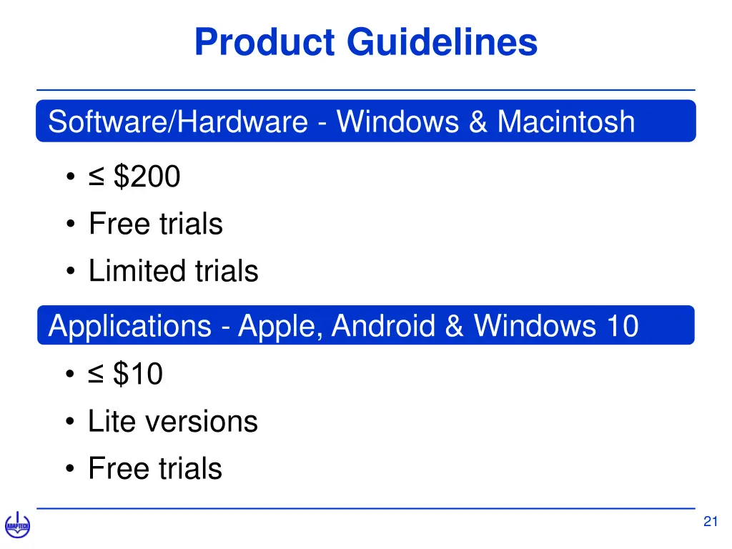 product guidelines