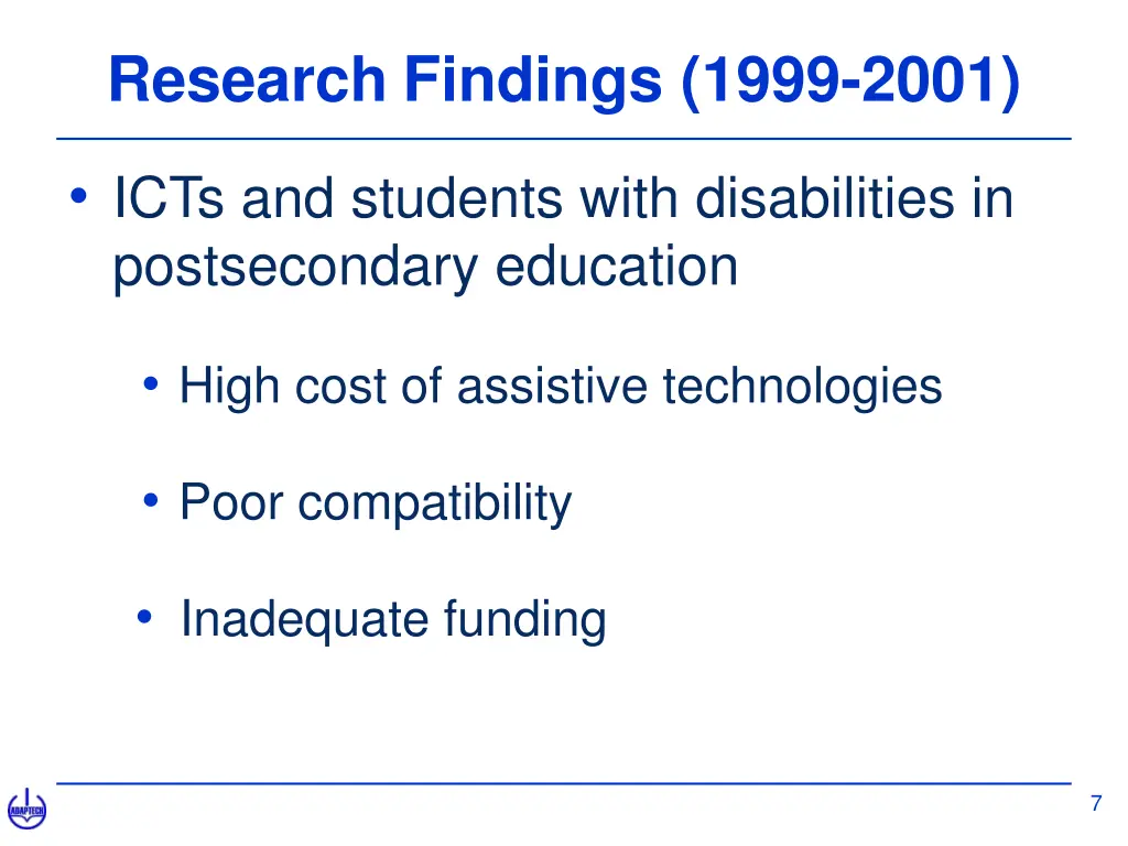 research findings 1999 2001