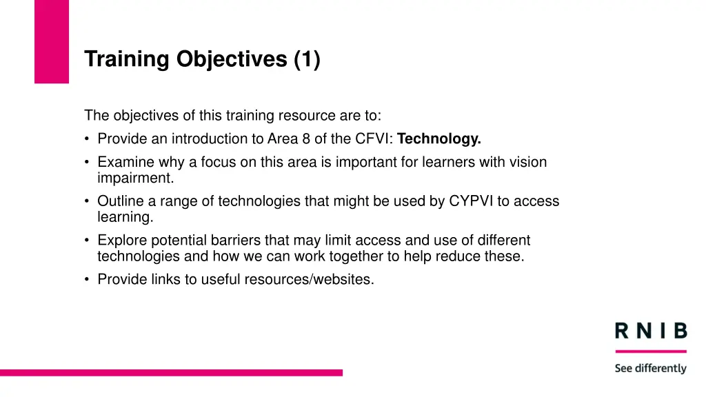training objectives 1