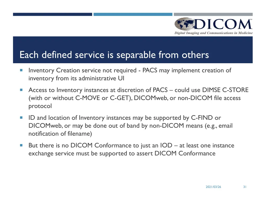 each defined service is separable from others