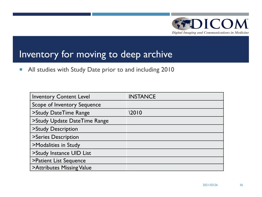 inventory for moving to deep archive