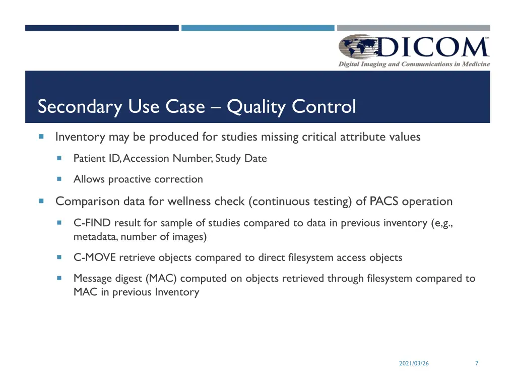 secondary use case quality control
