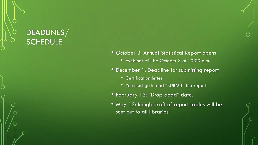 deadlines schedule