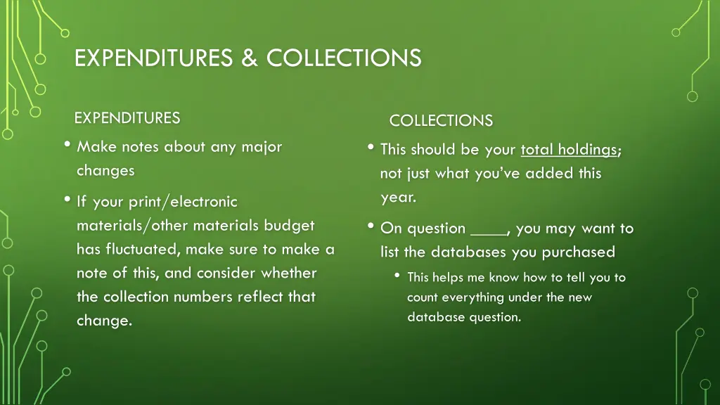 expenditures collections