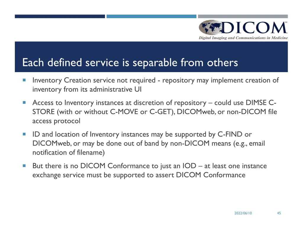 each defined service is separable from others