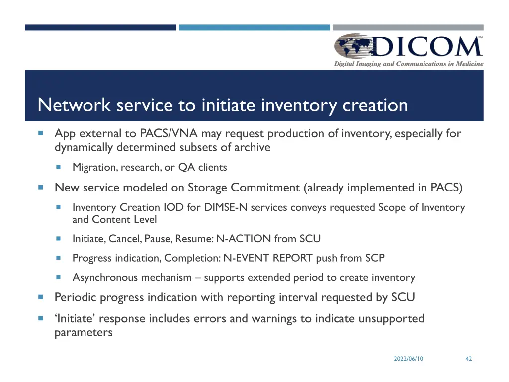 network service to initiate inventory creation