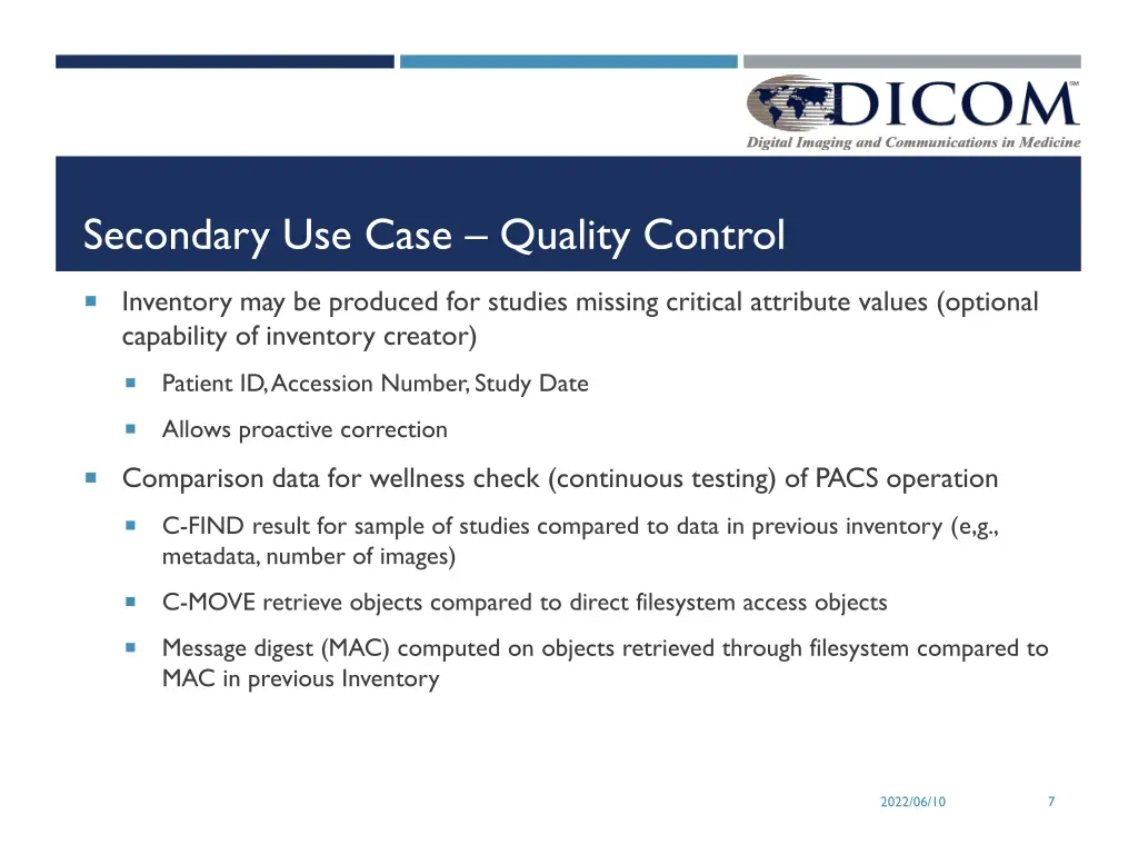 secondary use case quality control