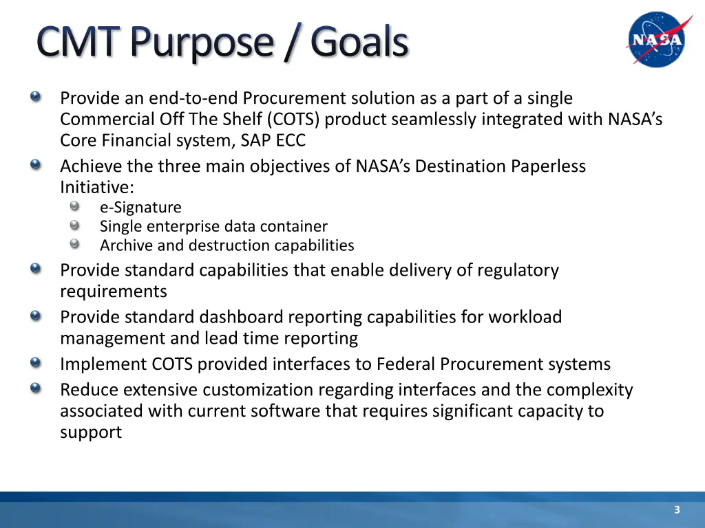 cmt purpose goals