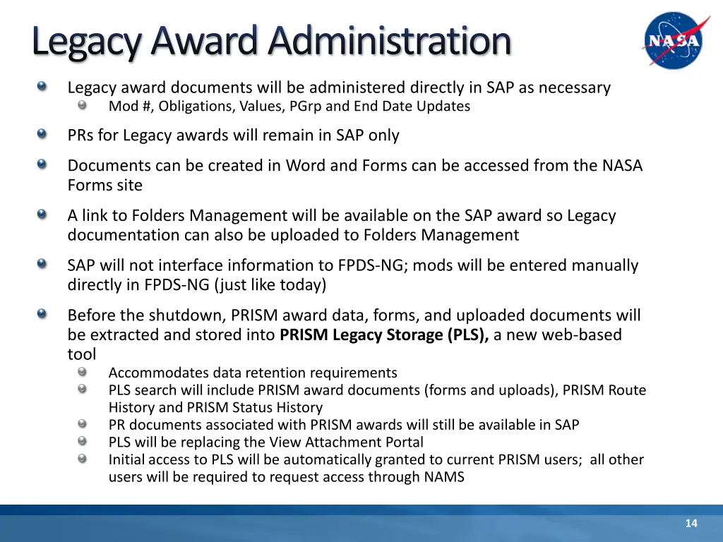legacy award administration