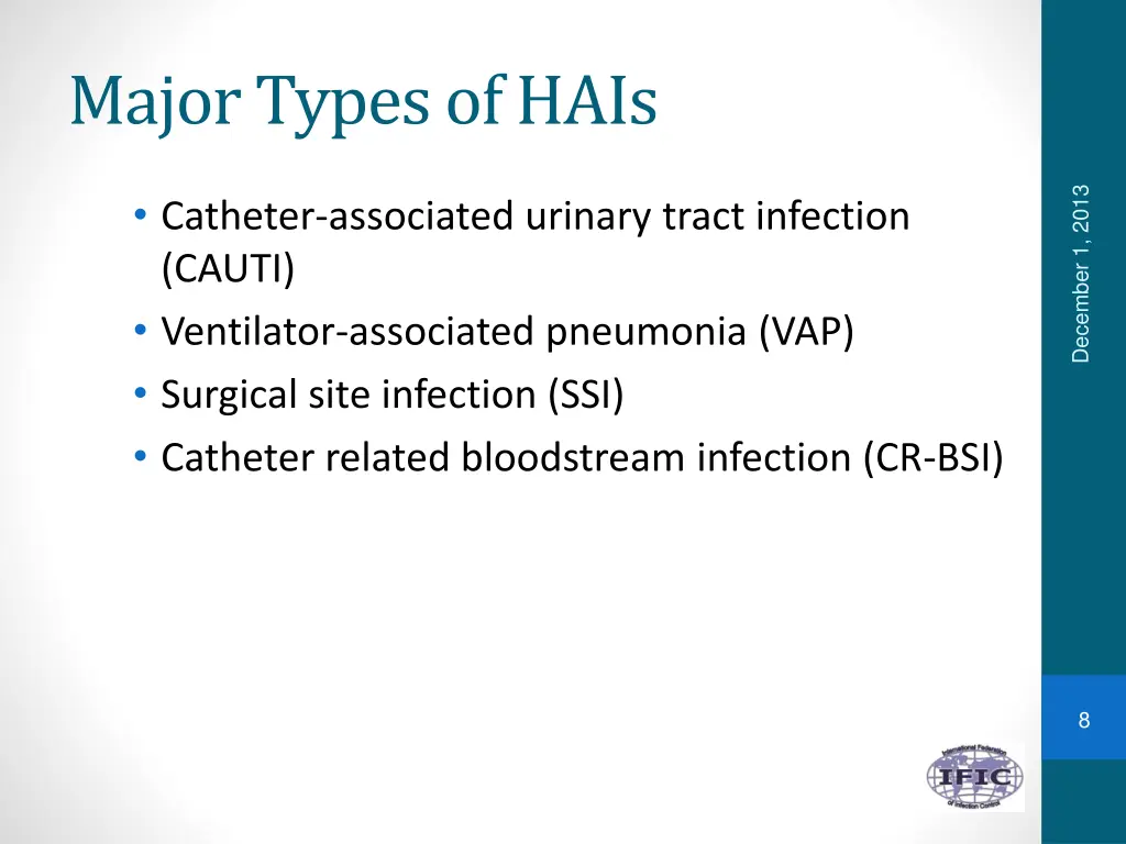 major types of hais