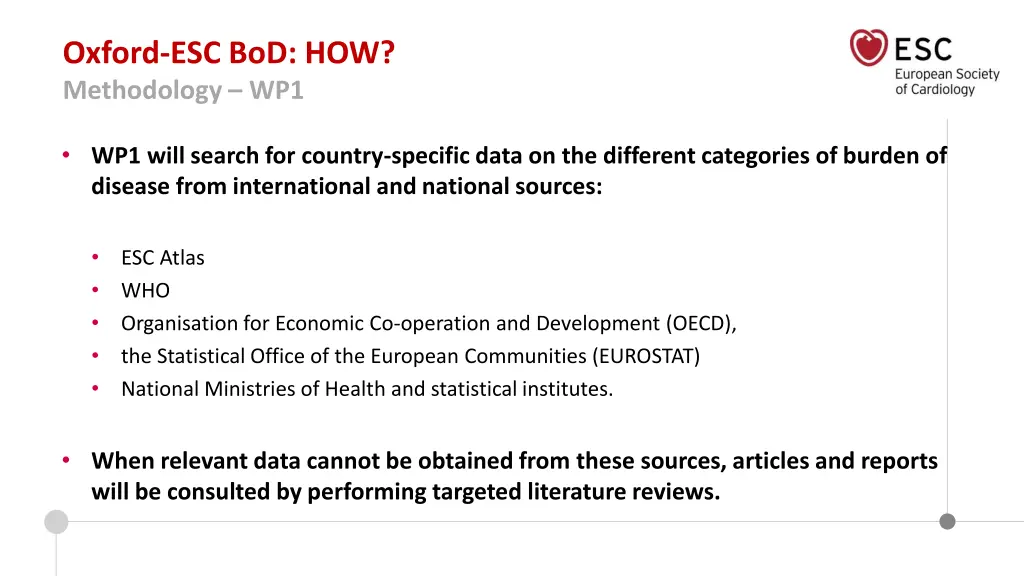 oxford esc bod how methodology wp1