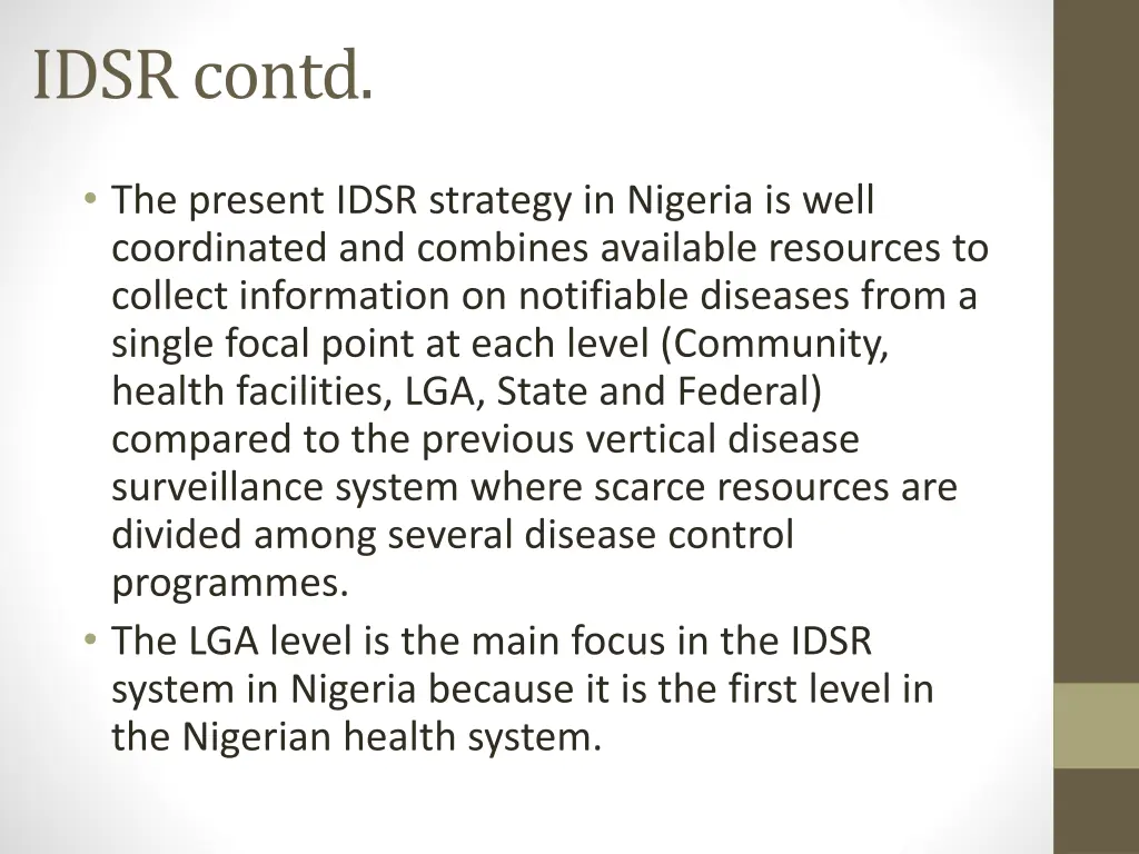 idsr contd