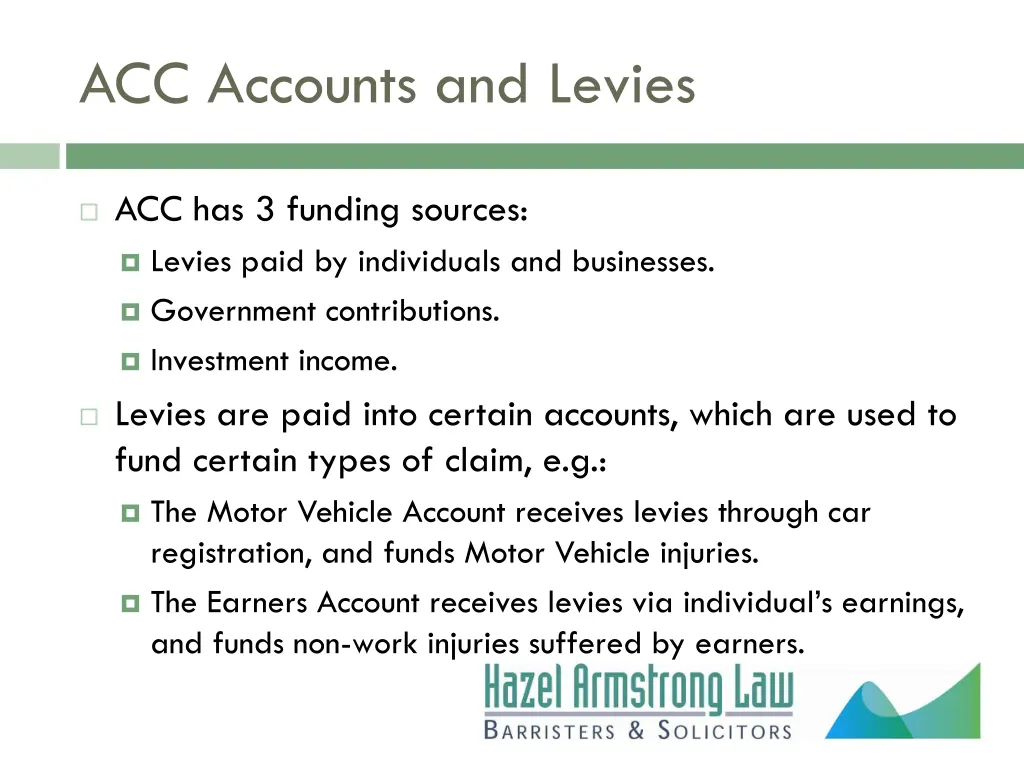 acc accounts and levies
