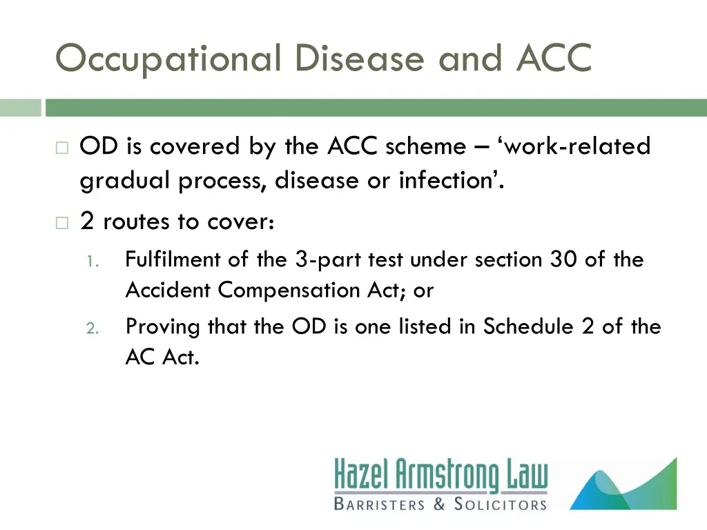 occupational disease and acc